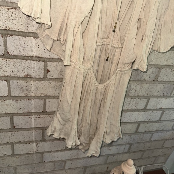 FREE PEOPLE NEREA ROMPER SHORT FLOWY JUMPSUIT Summer Khaki/Beige Size XS - Picture 8 of 15